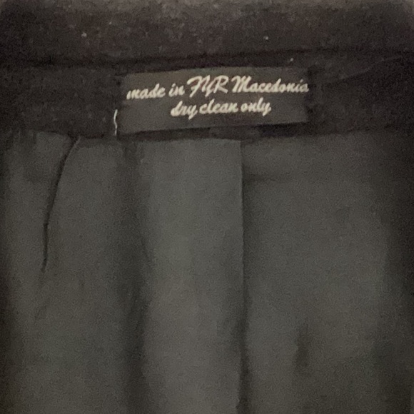 Andrew Fezza Cashmere Blend Charcoal Grey Button Up Long Coat Size S-42 - Picture 10 of 13